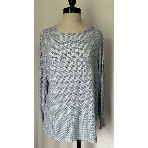 Chico's Blue Rayon Stretch Top Tee Shirt Womens 2 (12-14 L) - Picture 1 of 6